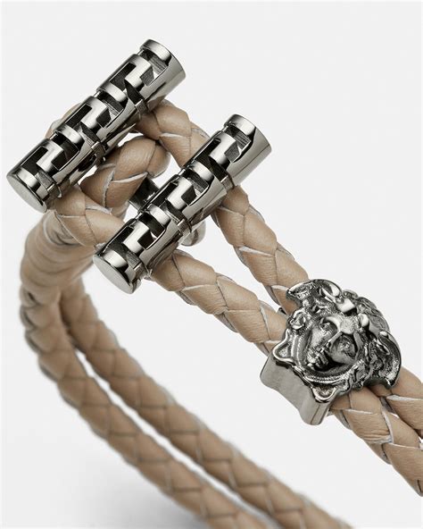 versace gold bracelet mens|versace medusa braided leather bracelet.